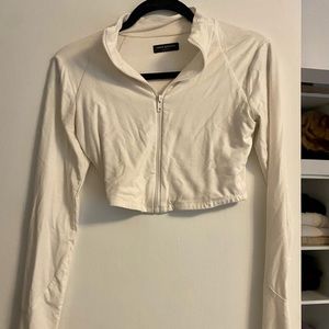 Naked wardrobe NW zip up crop top long sleeve